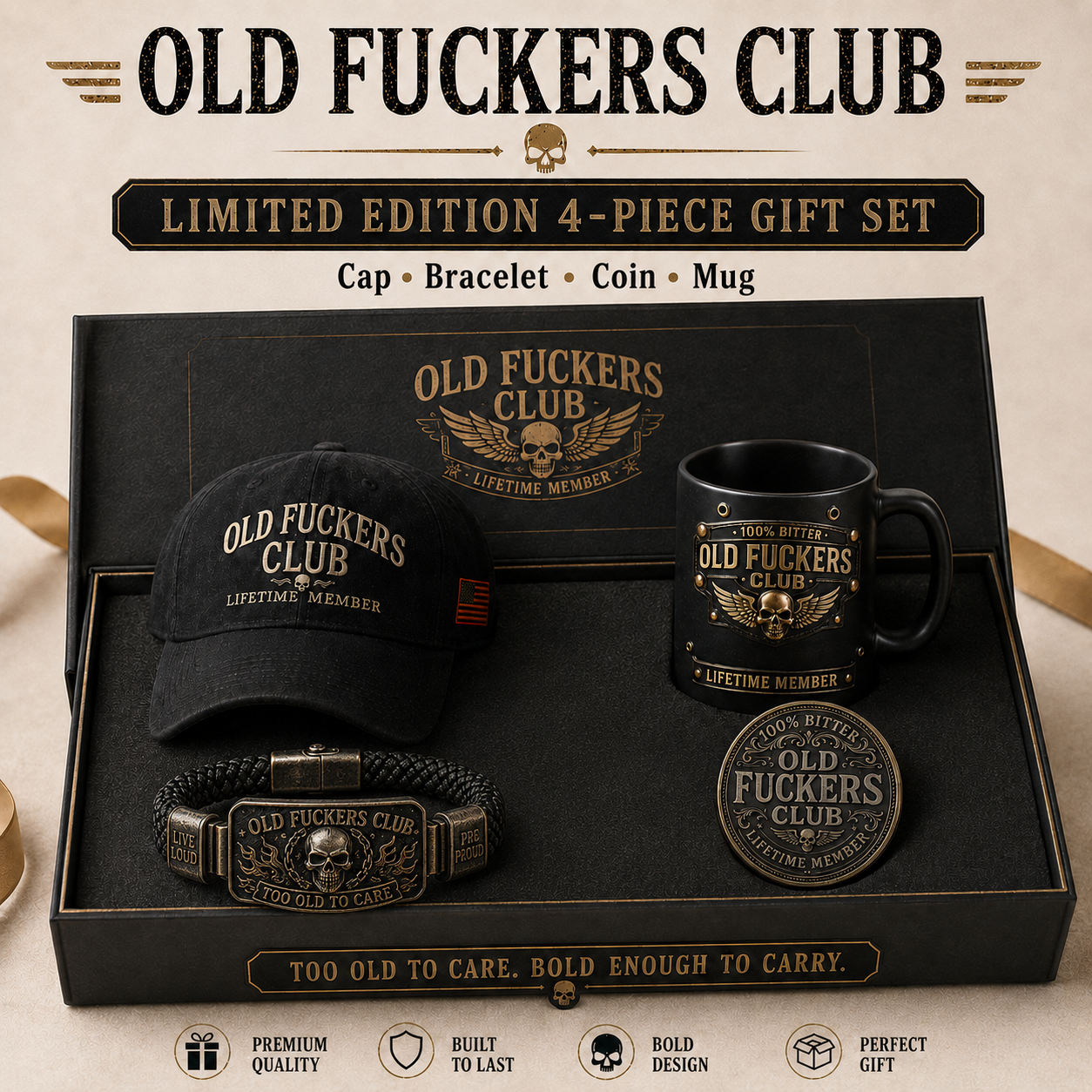 🔥Today Only 50% OFF🔥 | ☠️Old Fuckers Club 2026 Ultimate Skull Gift Cap + Bracelet + Vintage + Mug + Coin