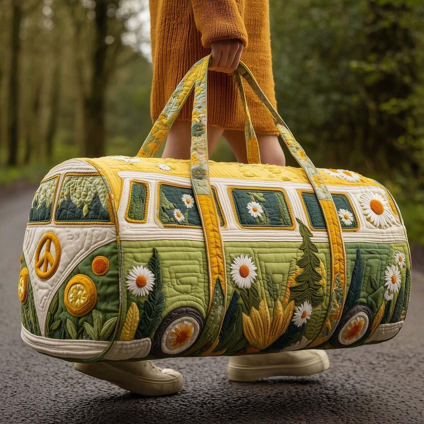 Unisex Boho Quilted Travel Bag Lightweight Weekender