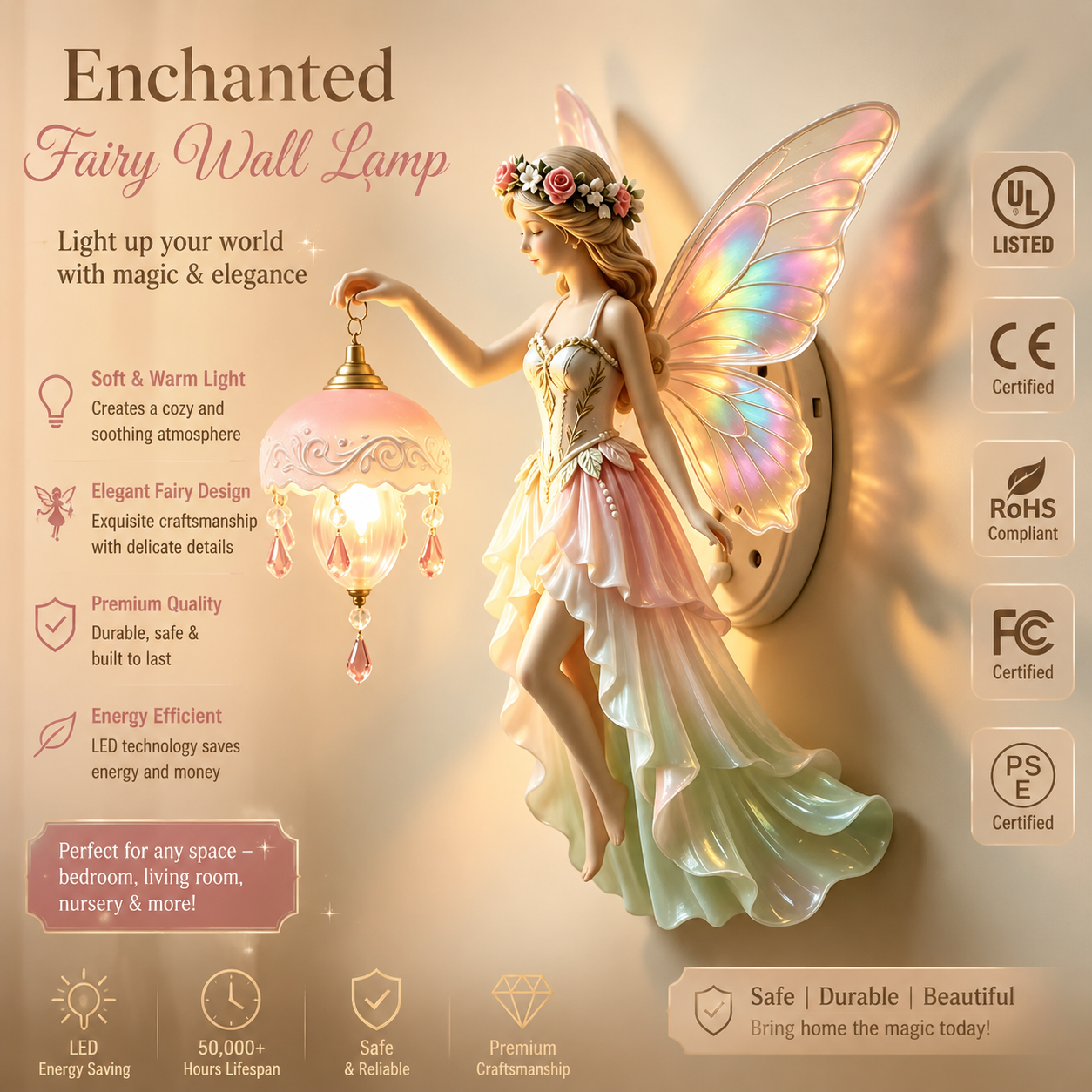 🔥Bring Fairy Magic Home ✨ Beautiful Fairy Wall Lamp Creates a Warm, Dreamy Glow for Your Little One’s Room