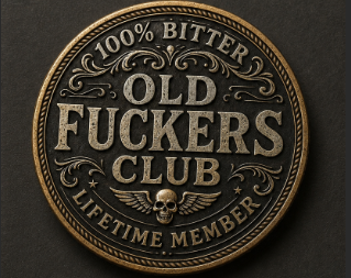Old F*ckers Club collector coin detail