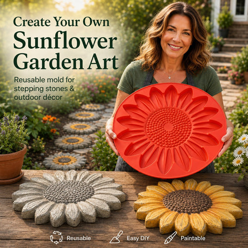 💥 LAST DAY 49% OFF - 🌻 Reusable Sunflower Stepping Stone Mold (📦Buy 3 Free Shipping) - 🧙‍♂️ Gnome / Diameter: 15 in