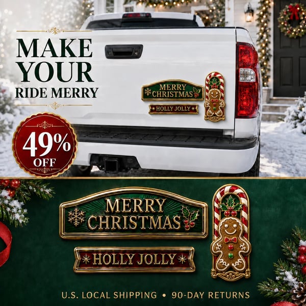 🔥 3-Piece Christmas Car Emblem Metal Badge Set – Multiple Festive Character Styles Available - 🎅 Santa Ride