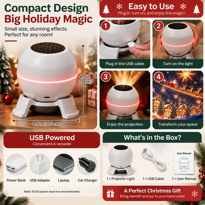 🎄 Christmas Projector Light – Indoor Holiday Projection Lamp for Walls & Ceilings