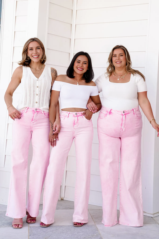 High Rise Tummy Control Wide Leg Jeans (Buy 2 Free Shipping)