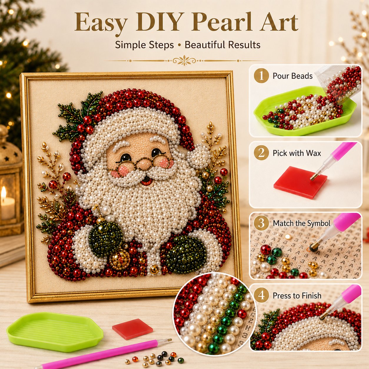 🎄Christmas Pre Sale $19.99!!⚡50K+ SOLD!🎅🧘Relaxing & Beginner-Friendly - 🎨💎DIY Christmas Pearl Art Kit