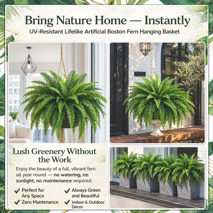 🔥 $9.96 On Sale Only Today 🌱 UV-Resistant Lifelike Artificial Boston Fern