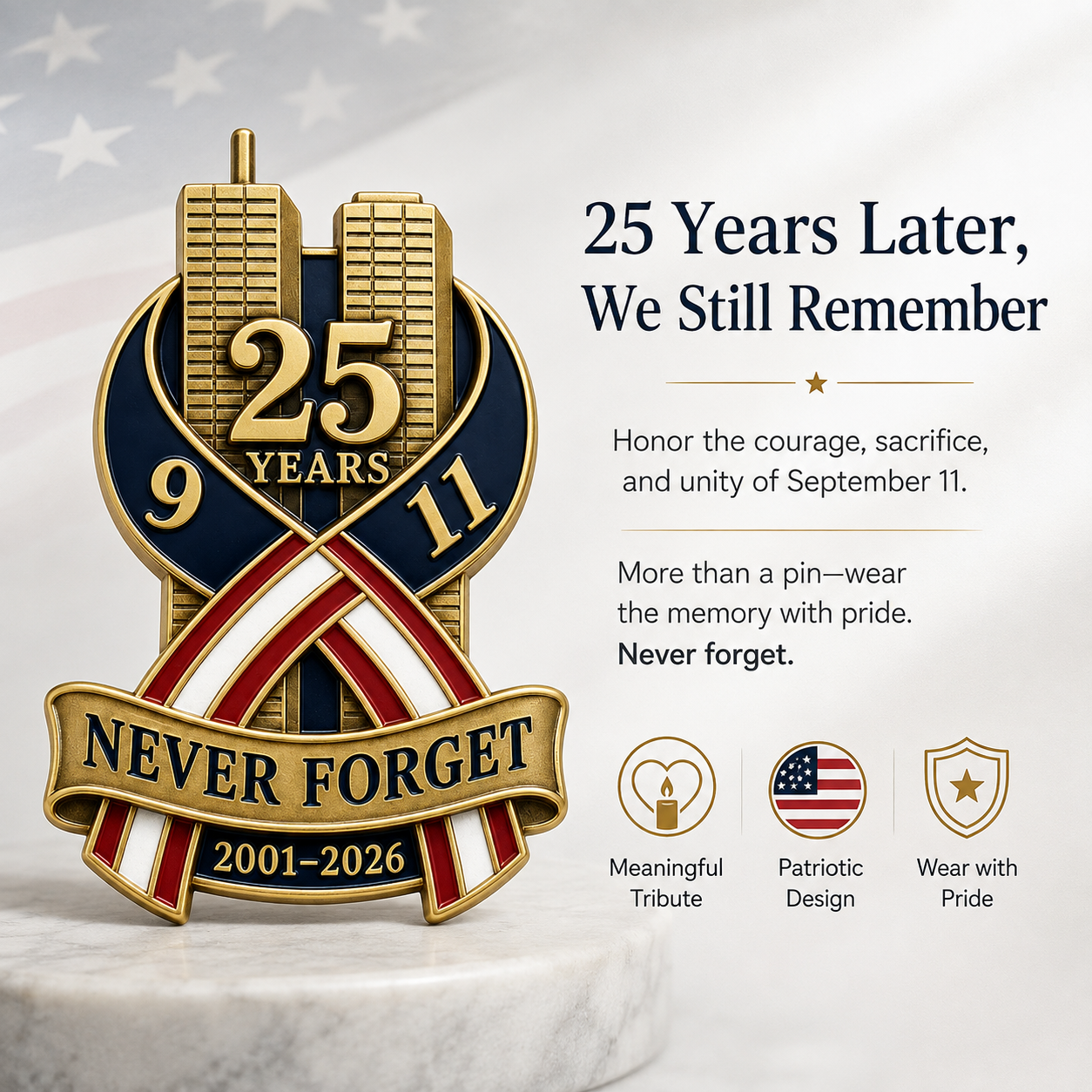 ⏰️Flash Sale 50% OFF💥9/11 Never Forget 25th Anniversary Commemorative Lapel Pin