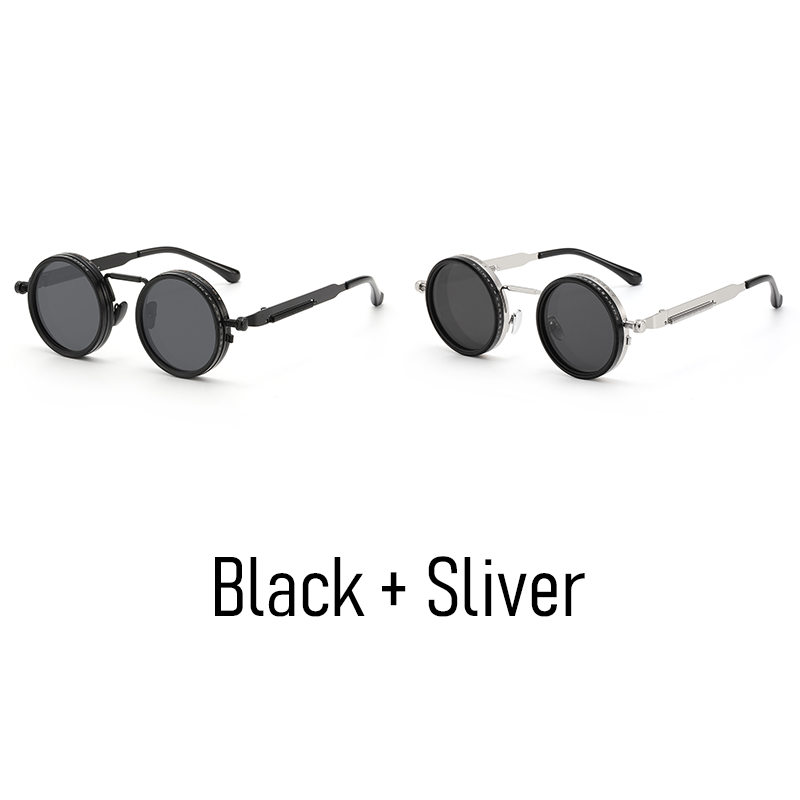 Round Adjustable Frame Steampunk Polarized Sunglasses