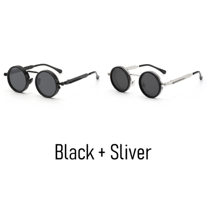 Round Adjustable Frame Steampunk Polarized Sunglasses