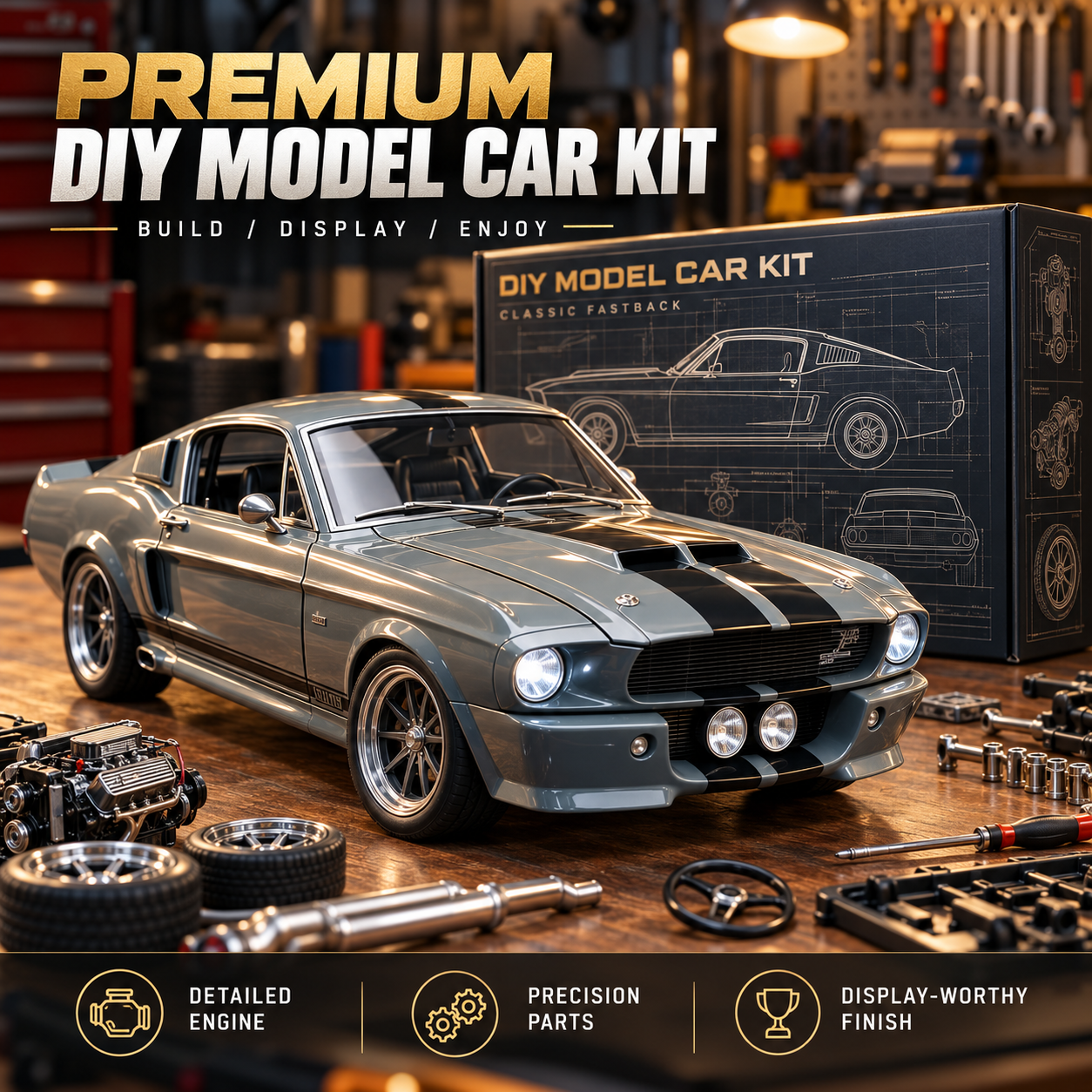 🔥LAST DAY 49%🏎️ 1967-Inspired GT500 Fastback DIY Model Car Kit – Build ...