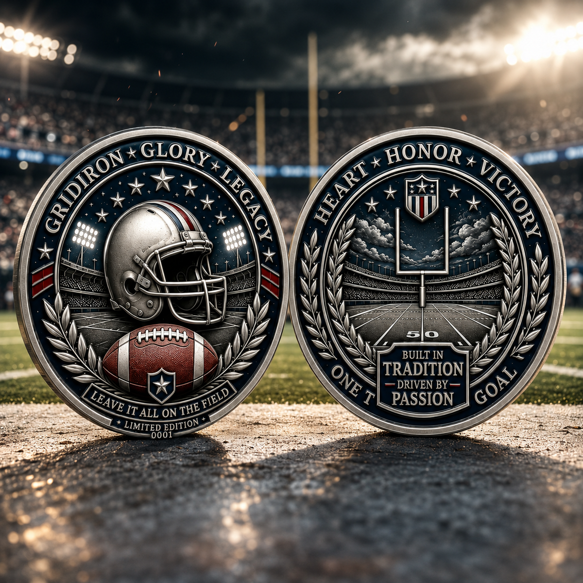American football coin detail image 2