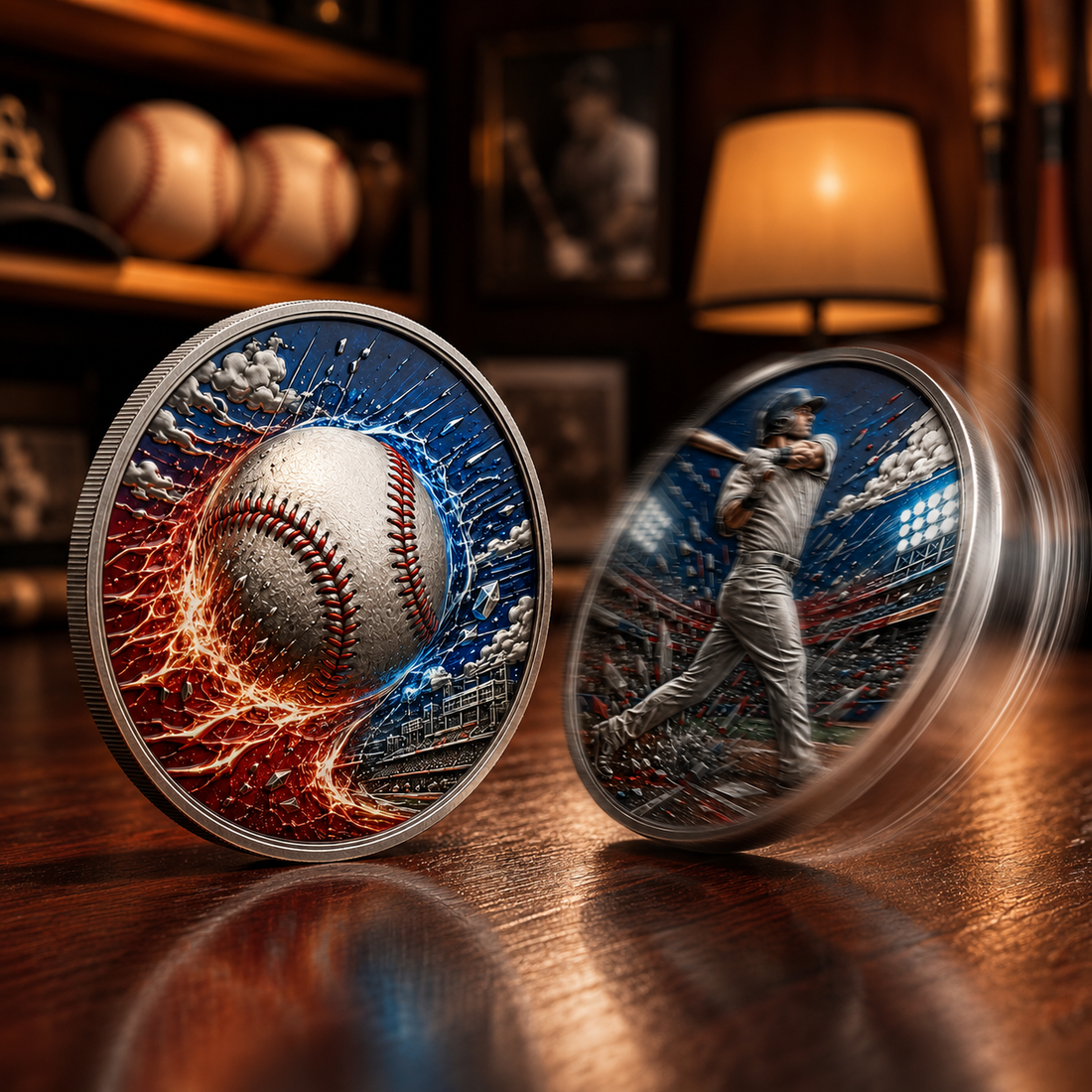 Baseball coin batting side detail