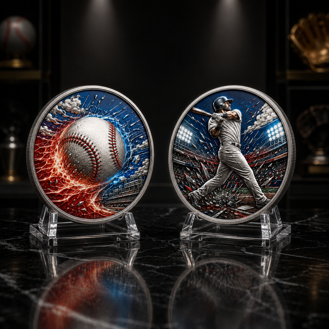 Baseball coin batting side detail