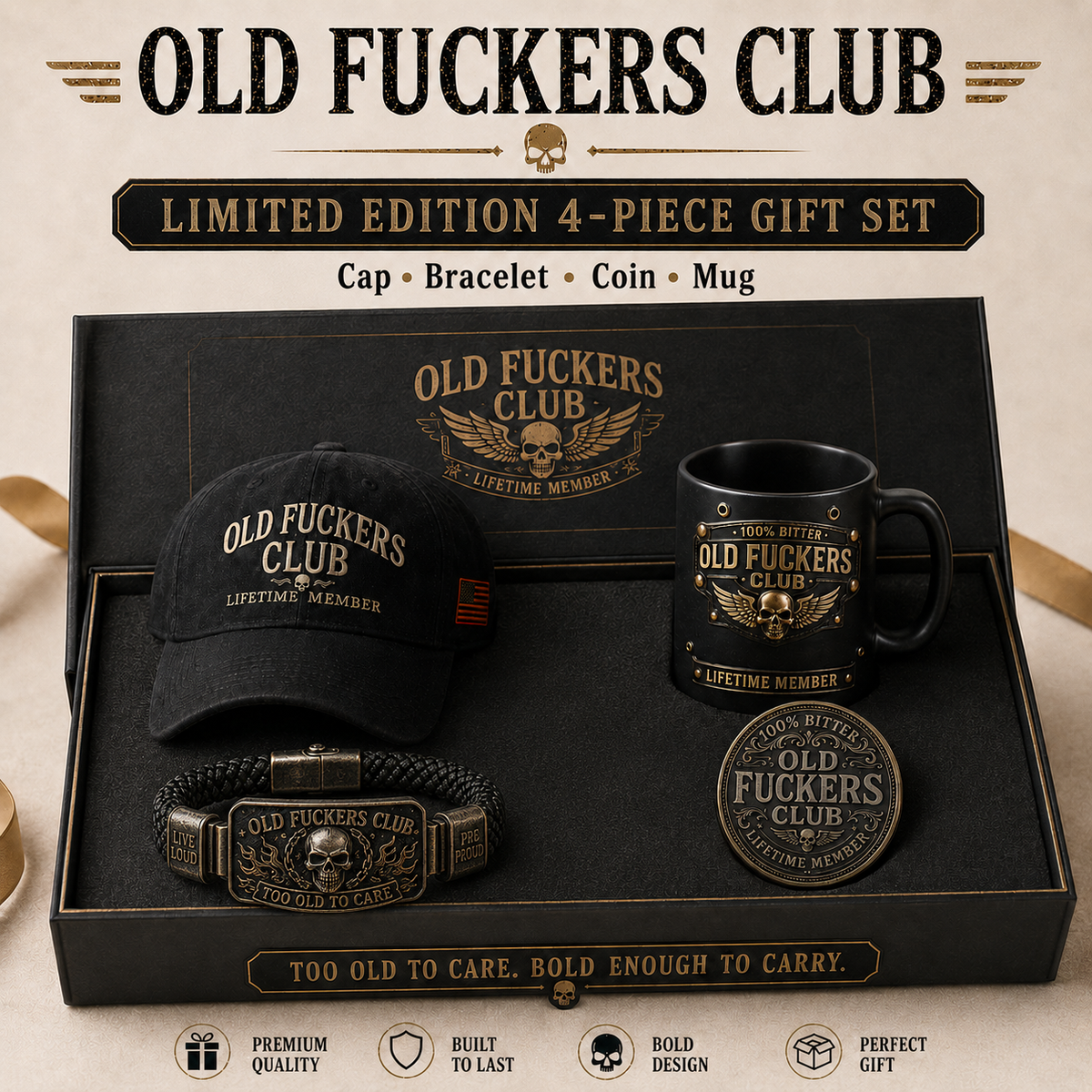 🔥Today Only 50% OFF🔥 | ☠️Old Fuckers Club 2026 Ultimate Skull Gift Cap + Bracelet + Vintage + Mug + Coin