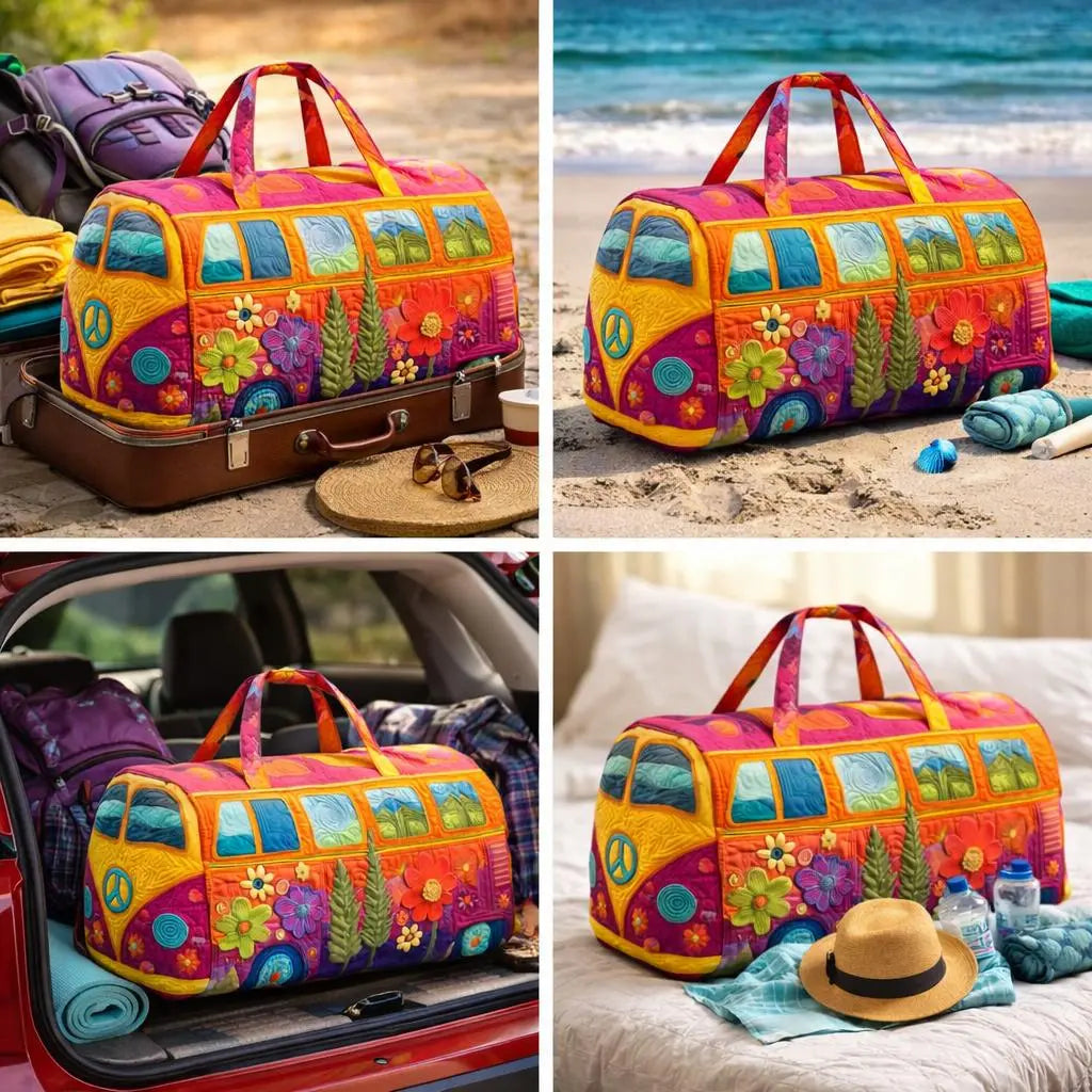 Unisex Boho Quilted Travel Bag Lightweight Weekender