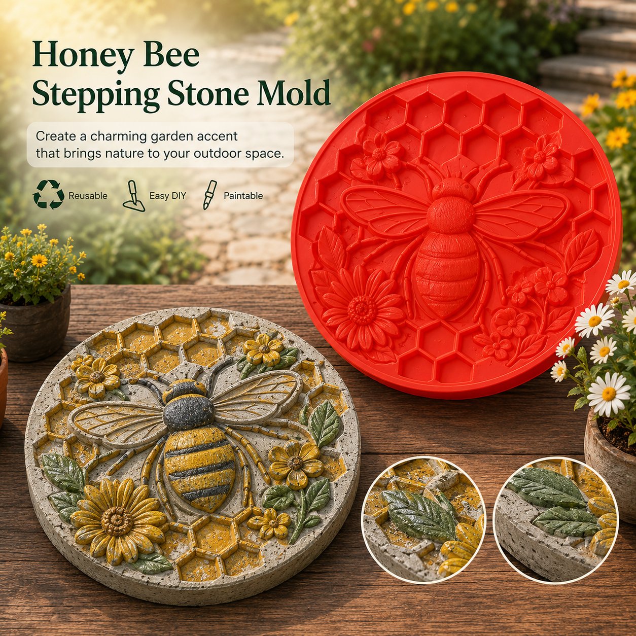 💥 LAST DAY 49% OFF - 🌻 Reusable Sunflower Stepping Stone Mold (📦Buy 3 Free Shipping) - 🧙‍♂️ Gnome / Diameter: 15 in