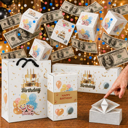 🎁 LAST DAY 49% OFF – Pop-Up Surprise Gift Box | Exploding Confetti Gift Box with 6 Flying Cubes, Matching Gift Bag & Hidden Space for Cash, Jewelry or Keepsakes ✨