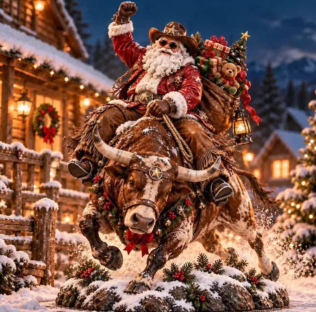 🔥 Last Day 49% OFF – 🎅 Cowboy Santa on Horse Lighted Christmas Yard De ...