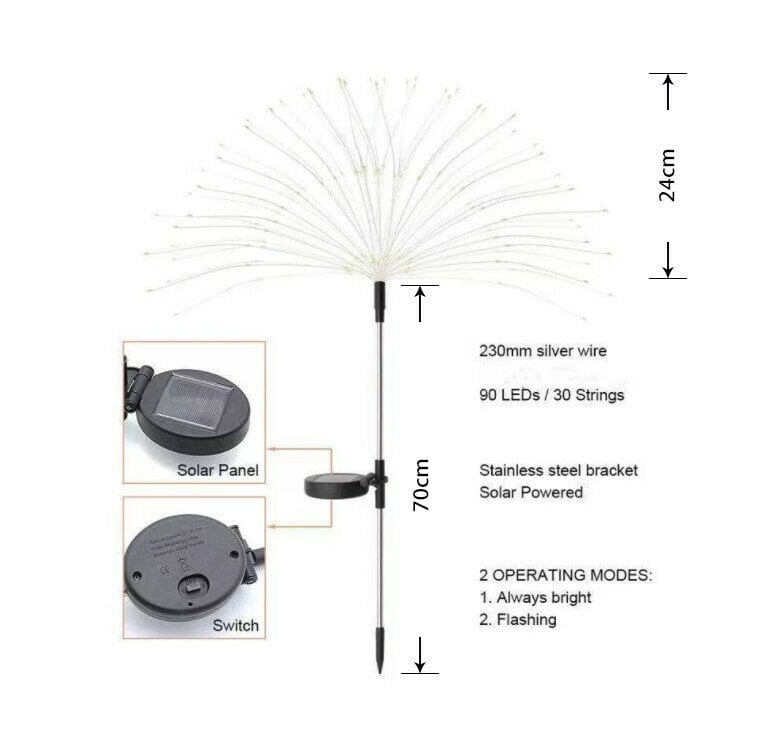 Last Day 49% OFF - Waterproof Solar Garden Fireworks Lamp