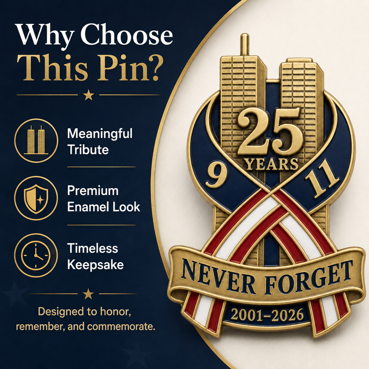 ⏰️Flash Sale 50% OFF💥9/11 Never Forget 25th Anniversary Commemorative Lapel Pin