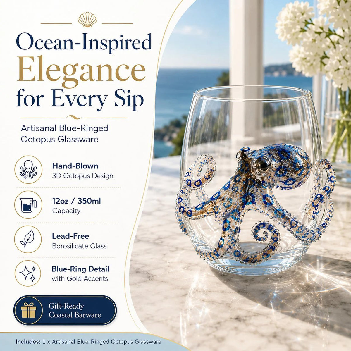 🐙 Last Day 50% OFF🎁 | Bring the Ocean to Every Sip with Stunning 3D Artisan Glassware 🌊