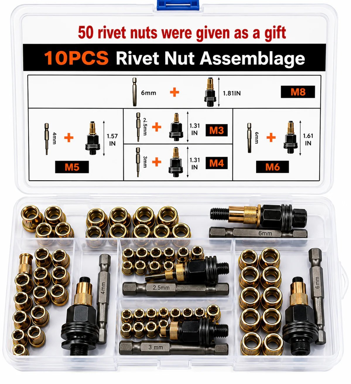 ⏰️Flash Sale 50% OFF💥Carbon steel rivet nut set (including M3–M8 sizes)&60PCS Set
