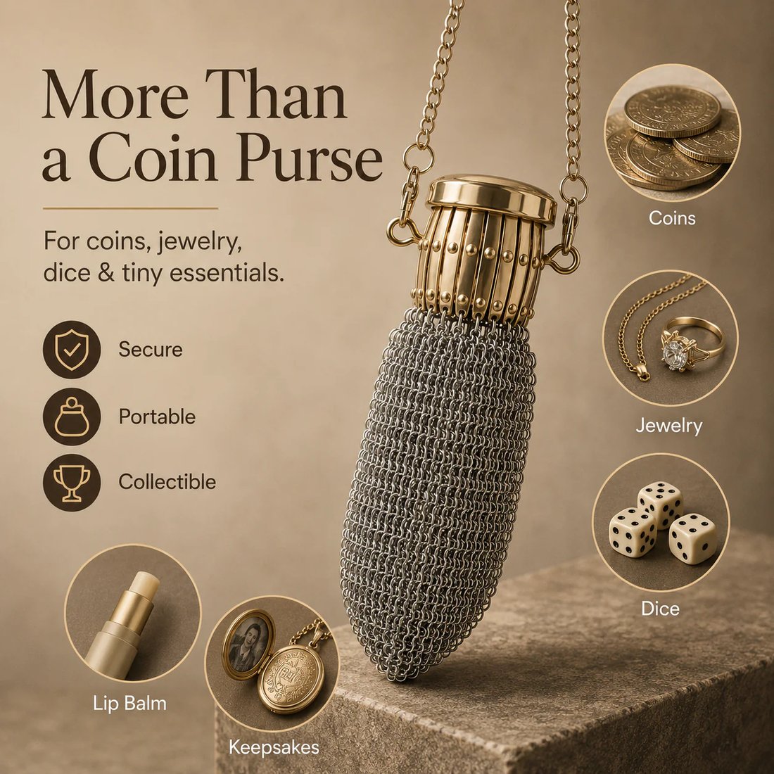 🔥🪙Vintage-Inspired Metal Mesh Coin Purse – Expandable Stainless Steel Pocket Wallet &amp; Collectible Gift - Silver