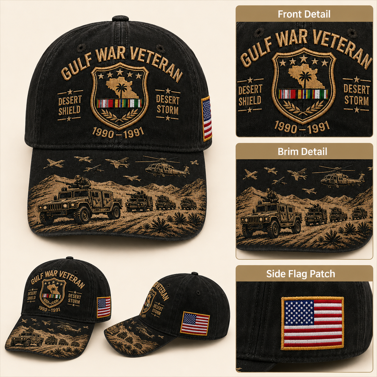 🏆Last Day Promo: 45% OFF! 🏜️ Desert Storm Veteran Commemorative Cap – Gulf War Desert Shield Veteran Hat