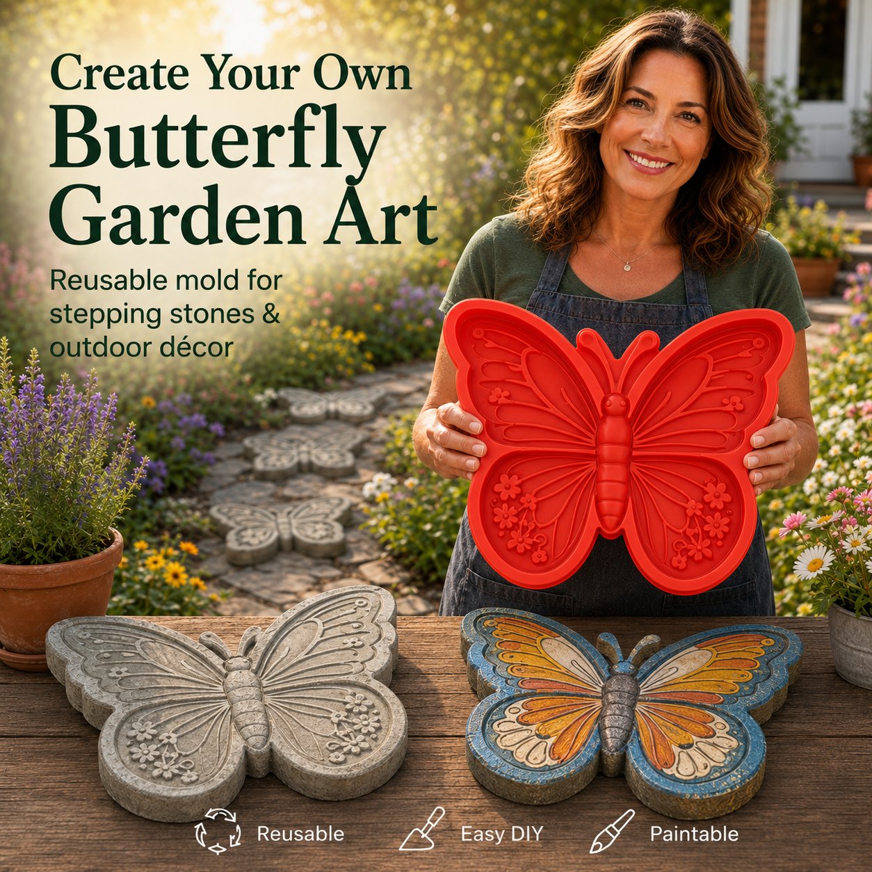 💥 LAST DAY 49% OFF - 🌻 Reusable Sunflower Stepping Stone Mold (📦Buy 3 Free Shipping) - 🧙‍♂️ Gnome / Diameter: 15 in