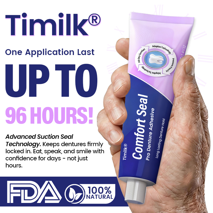🔥 LIMITED SPECIAL OFFER 🔥 Timilk® Comfort Seal Pro Denture Adhesive🦷💜FDA Certified (Clinically Proven 96-   Hour Lock Hold for   Secure, Comfortable &   Zinc-Free Denture Fit)