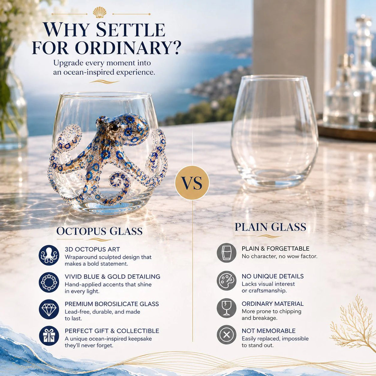 🐙 Last Day 50% OFF🎁 | Bring the Ocean to Every Sip with Stunning 3D Artisan Glassware 🌊