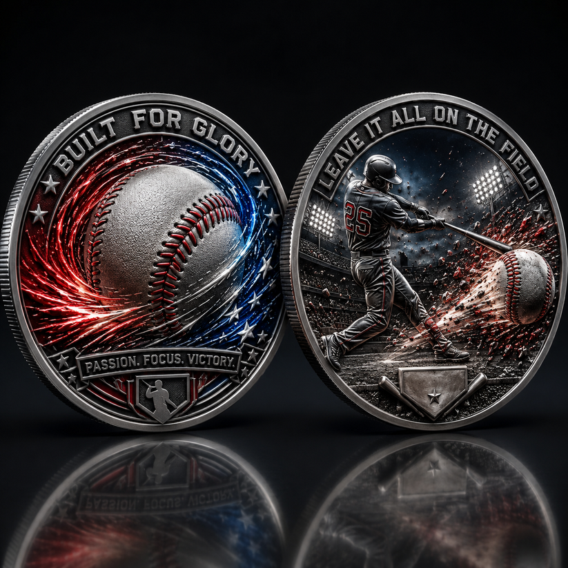 Baseball collector coin front detail