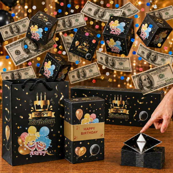 🎁 LAST DAY 49% OFF – Pop-Up Surprise Gift Box | Exploding Confetti Gift Box with 6 Flying Cubes, Matching Gift Bag & Hidden Space for Cash, Jewelry or Keepsakes ✨