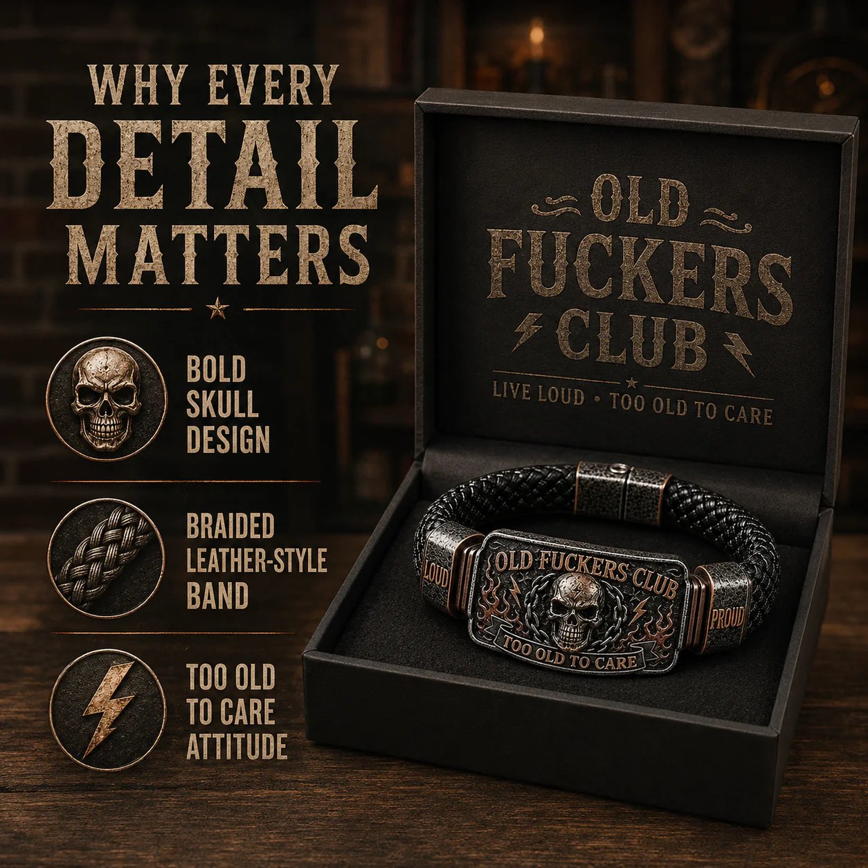 🔥 Today Only 50% OFF🔥 | ☠️Old Fuckers Club 2026 Ultimate Skull Gift Set — Bracelet + Collector Coin