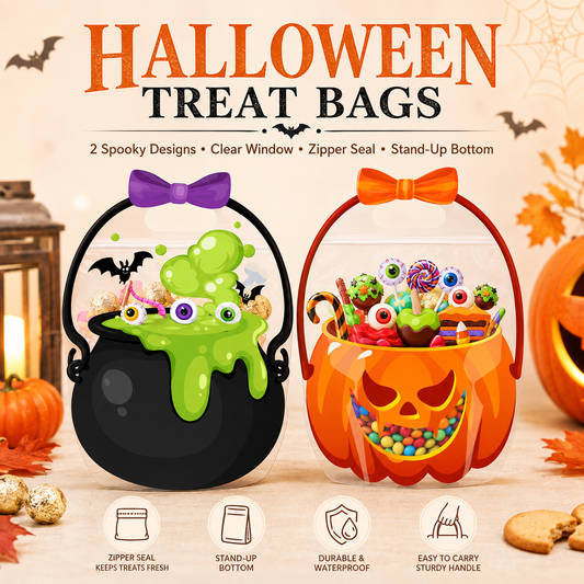 🎃 50 Pcs Halloween Goodie Bags Plastic Candy Bag