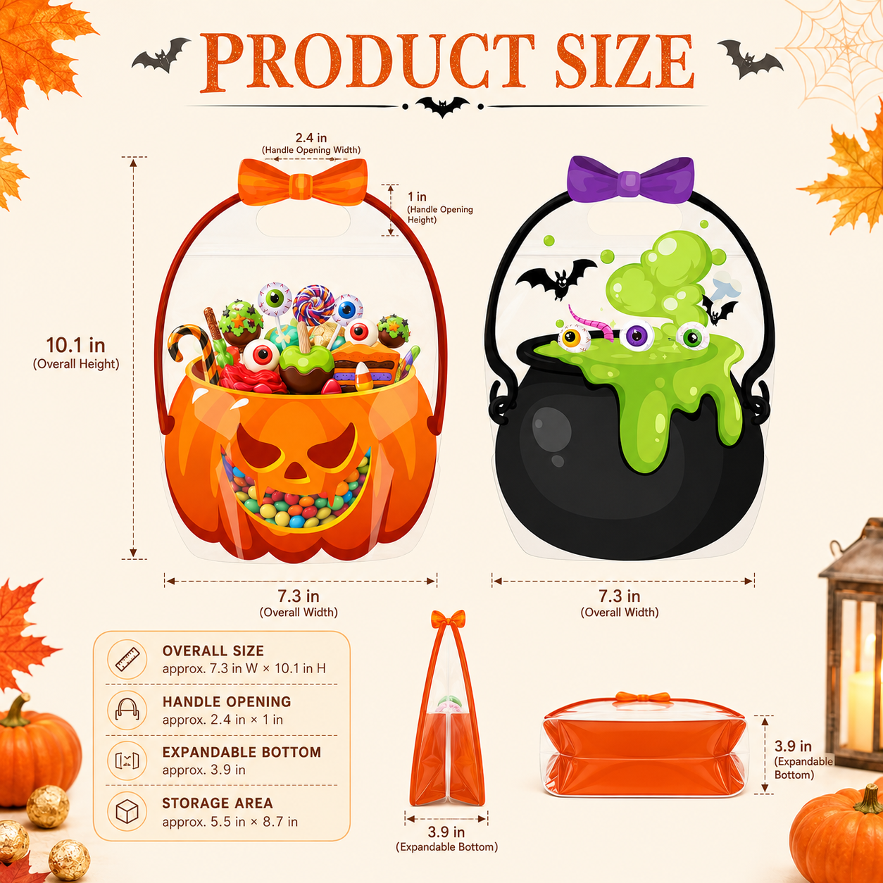 🎃 50 Pcs Halloween Goodie Bags Plastic Candy Bag