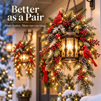 🎄 Christmas Porch Glow™ – Pre-lit Holiday Lantern & Evergreen Decor | 3 Festive Styles