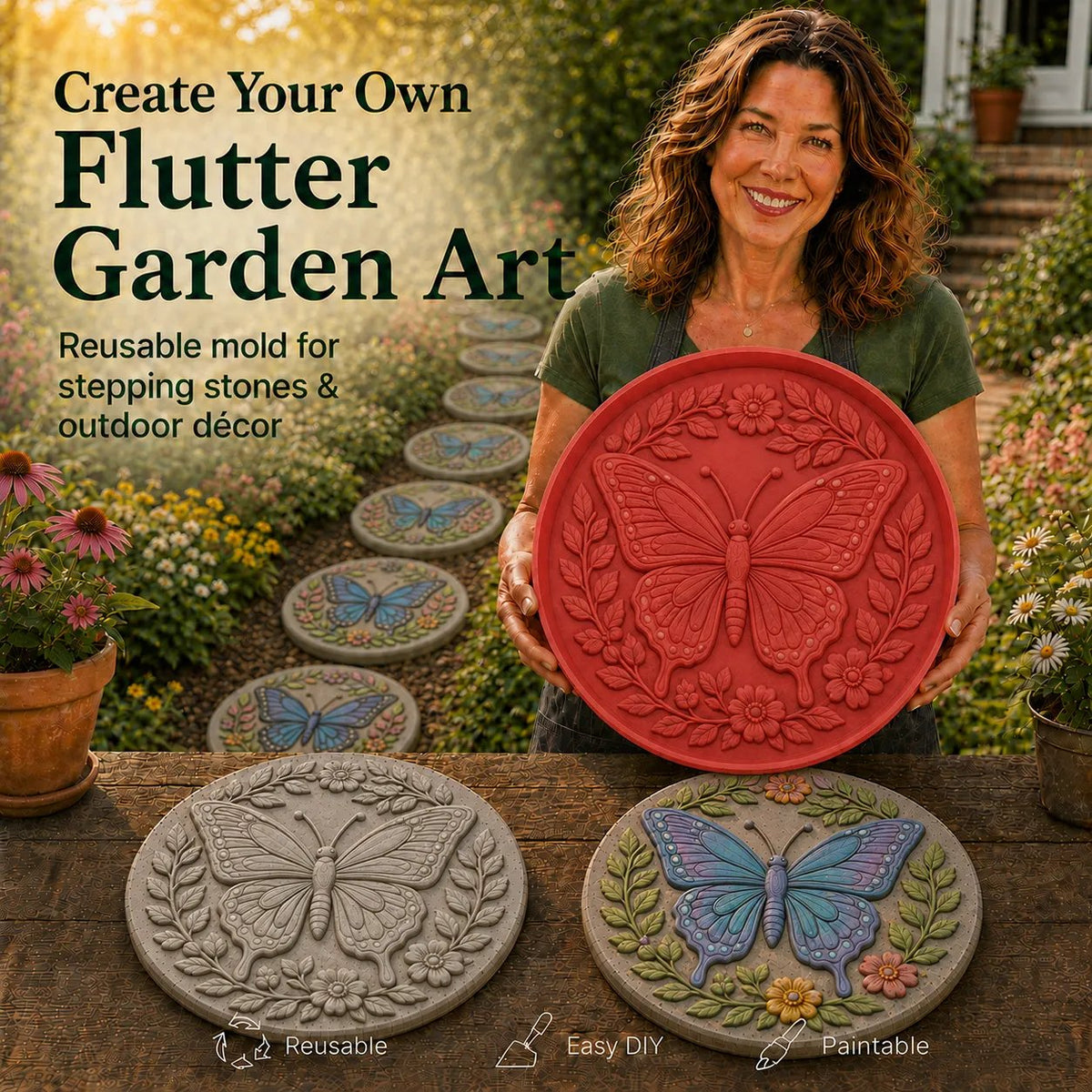 💥 LAST DAY 50% OFF-🐦Garden Art Stepping Stone Mold (📦Buy 2 Free Shipping) Diameter: 15 in