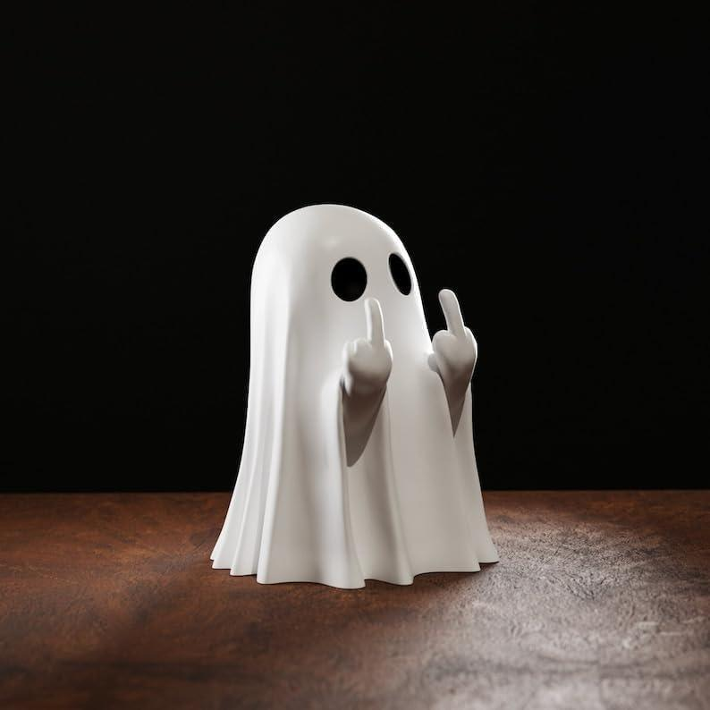 👻Halloween Ghost Figurine - Spooky Resin Middle Finger Statue🖕
