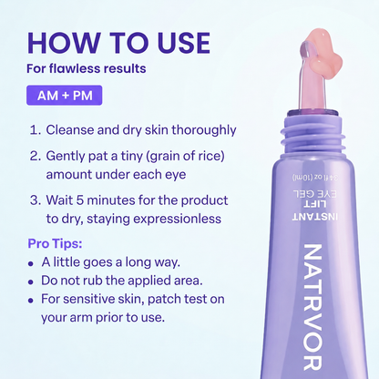💥75K+ SOLD💕Natrvor Instant Lift Eye Gel – Smooth Wrinkles & Reduce the Look of Under-Eye Bags 👁️💜