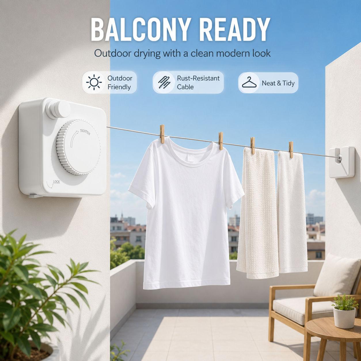 🔥55%OFF TODAY🧺 Retractable Stainless Steel Clothesline – Dry More, Save Space