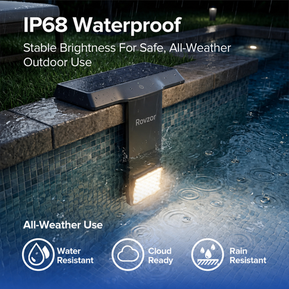 Rovzor Solar Pool Light – 20 RGB Colors, IP68 Waterproof, Magnetic Mount