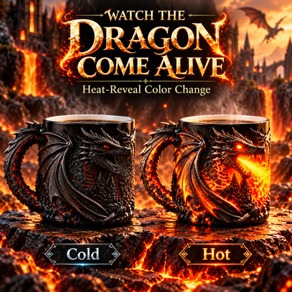 🐉🔥 3D Dragon Heat-Reveal Magic Mug – Watch the Dragon Come Alive! ☕✨