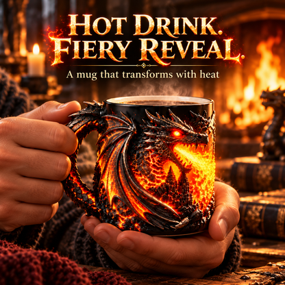 🐉🔥 3D Dragon Heat-Reveal Magic Mug – Watch the Dragon Come Alive! ☕✨