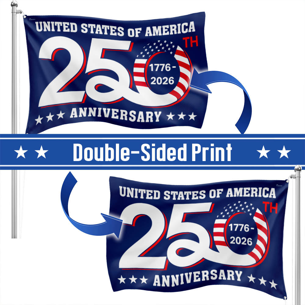 Patriotic 250th Anniversary 1776 2026 United States of America Semiquincentennial Grommet Flag 3-Day Shipping
