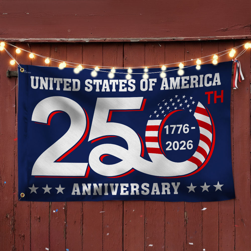 Patriotic 250th Anniversary 1776 2026 United States of America Semiquincentennial Grommet Flag 3-Day Shipping