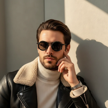 Round Adjustable Frame Steampunk Polarized Sunglasses