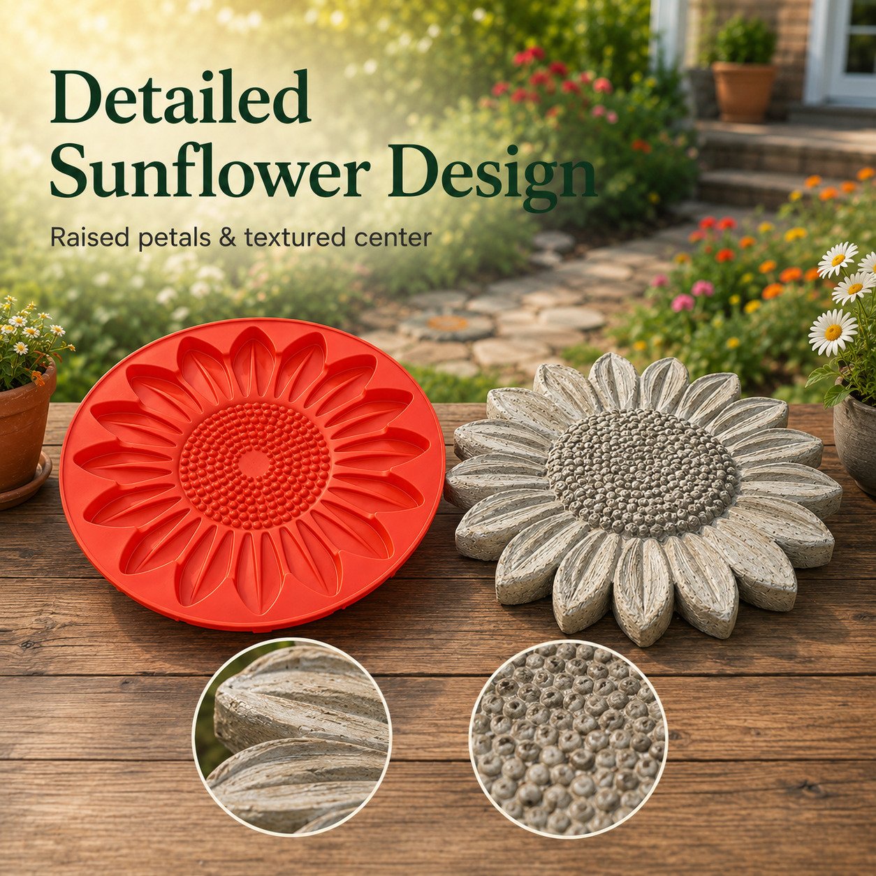 💥 LAST DAY 49% OFF - 🌻 Reusable Sunflower Stepping Stone Mold (📦Buy 3 Free Shipping) - 🧙‍♂️ Gnome / Diameter: 15 in