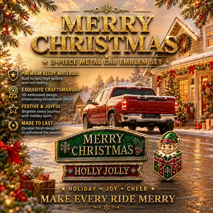 🔥 3-Piece Christmas Car Emblem Metal Badge Set – Multiple Festive Character Styles Available - 🎅 Santa Ride