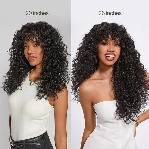 Synthetic Fiber + Human HairBoho Curly Wig with Bangs Effortless ShaggyWaves I Ready To Wear#SohoChic